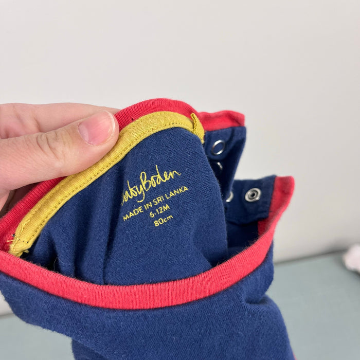 Mini Boden Fire Truck Applique T-Shirt Beacon Blue Fire Engine 6-12 Months