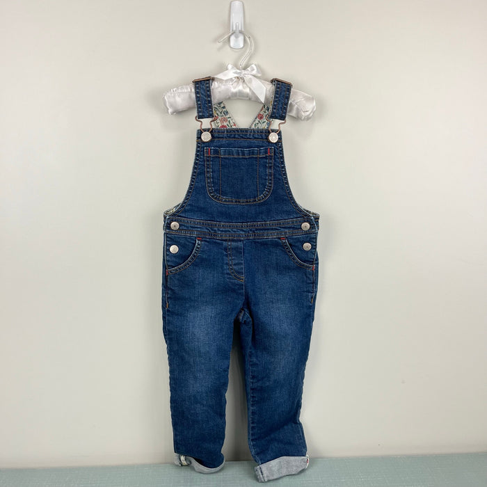 Mini Boden Floral Lined Denim Dungarees 2-3