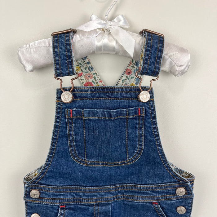Mini Boden Floral Lined Denim Dungarees 2-3