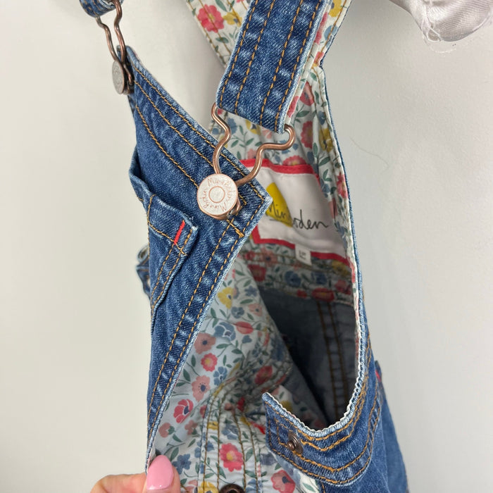 Mini Boden Floral Lined Denim Dungarees 2-3