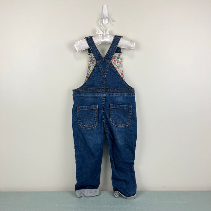 Mini Boden Floral Lined Denim Dungarees 2-3