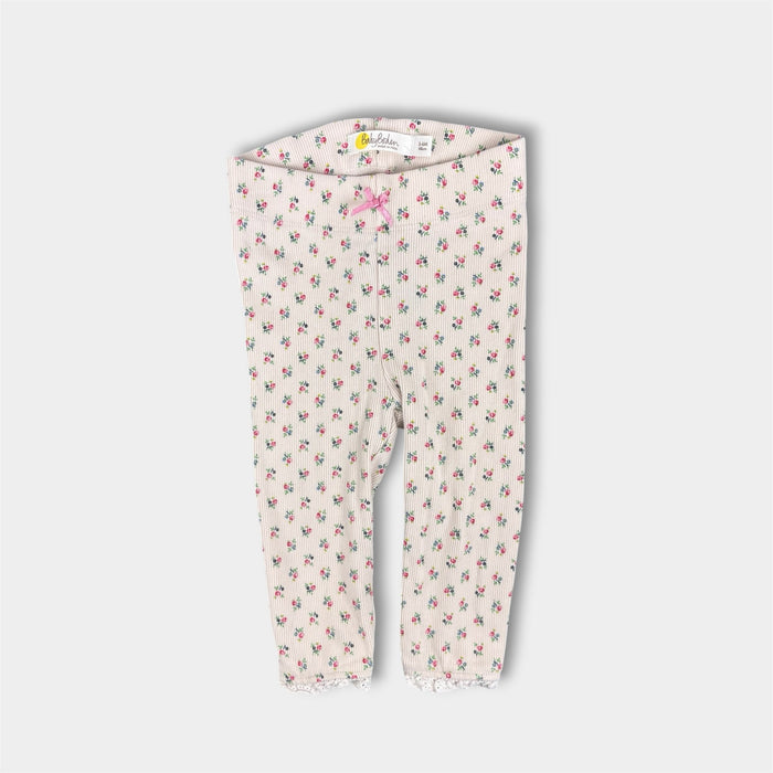 Mini Boden Floral Ribbed Bow Pants 3-6 Months