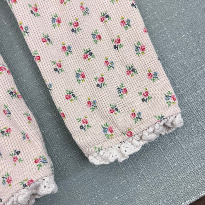 Mini Boden Floral Ribbed Bow Pants 3-6 Months