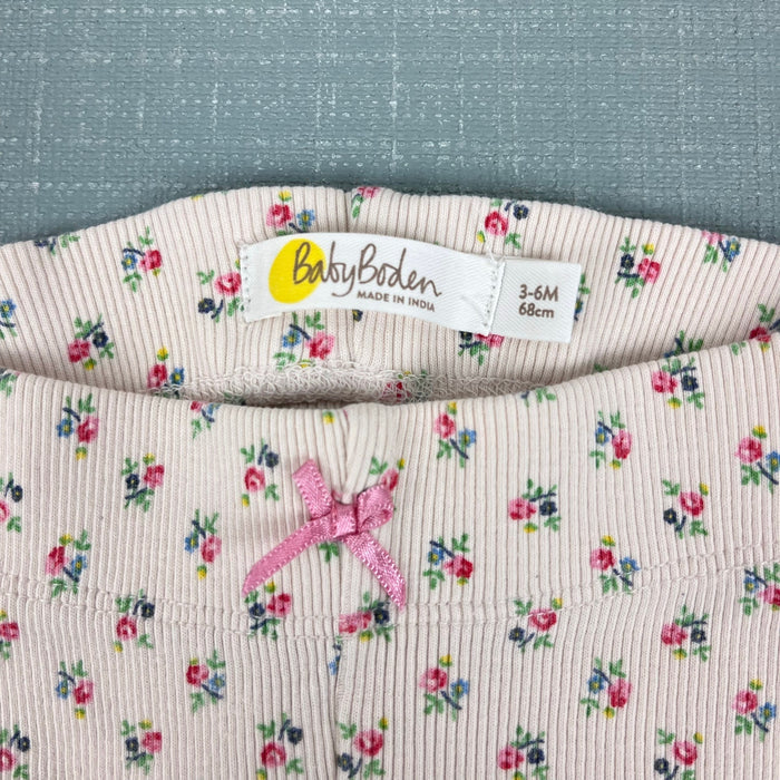 Mini Boden Floral Ribbed Bow Pants 3-6 Months
