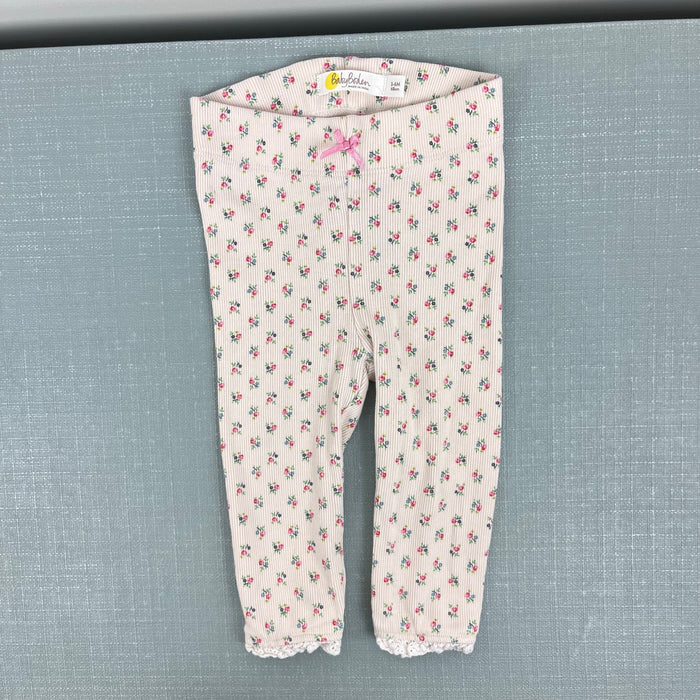 Mini Boden Floral Ribbed Bow Pants 3-6 Months