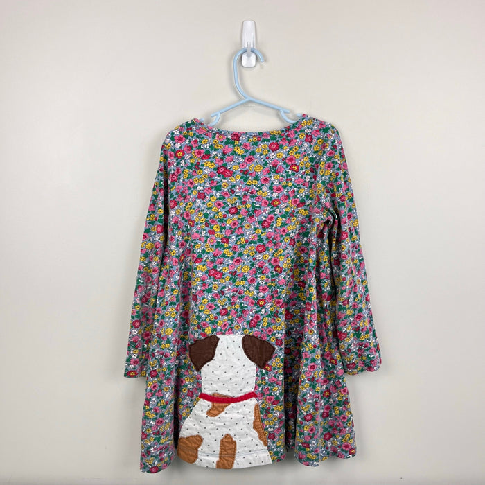 Mini Boden Fun Big Front and Back Applique Jersey Dress Floral Sprout 7-8
