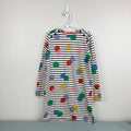 Mini Boden Fun Breton Dress Ivory Navy Stripe Rainbow Polka Dots 7-8 NWOT