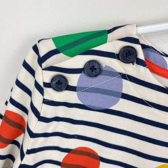 Mini Boden Fun Breton Dress Ivory Navy Stripe Rainbow Polka Dots 7-8 NWOT