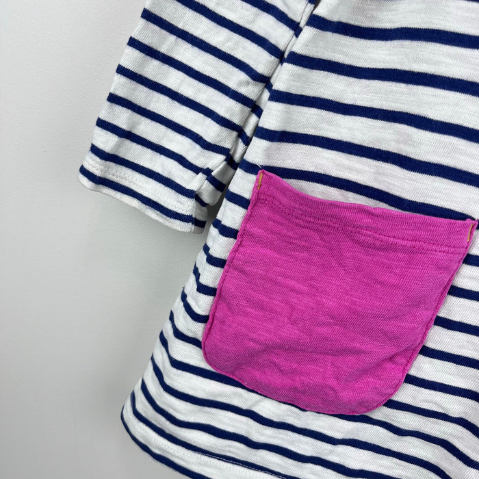 Mini Boden Fun Pocket Jersey Dress Navy Ivory Rainbow Wave 2-3