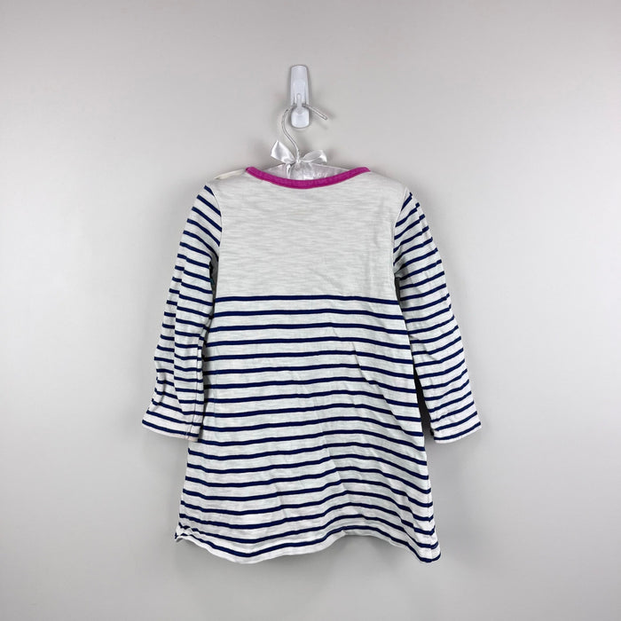 Mini Boden Fun Pocket Jersey Dress Navy Ivory Rainbow Wave 2-3