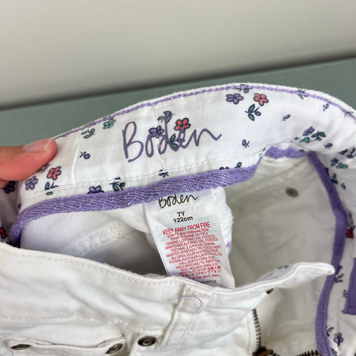 Mini Boden Girls White Denim Shorts 7