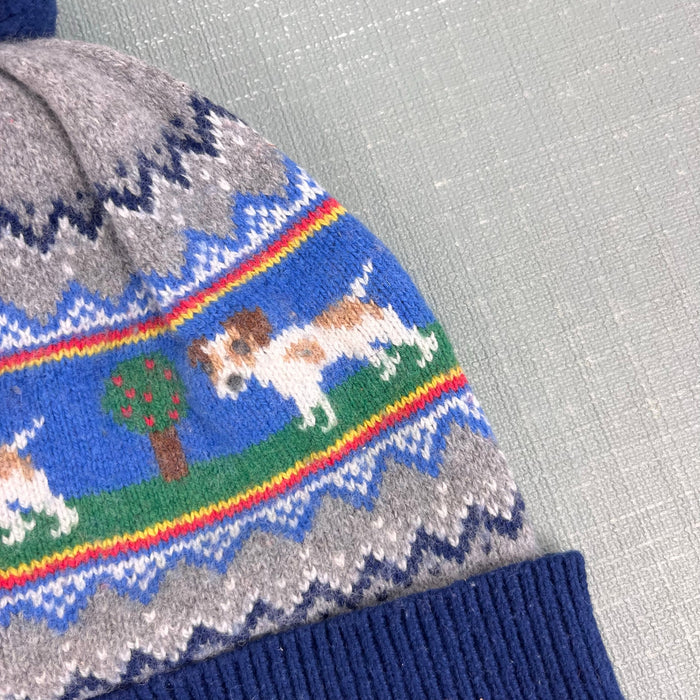 Mini Boden Intarsia Knit Fair Isle Sprout Winter Beanie Hat S
