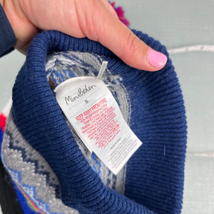 Mini Boden Intarsia Knit Fair Isle Sprout Winter Beanie Hat S