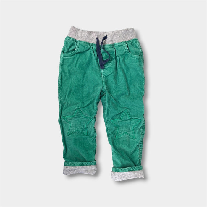 Mini Boden Jersey-Lined Cord Star Applique Pants Green 3-4