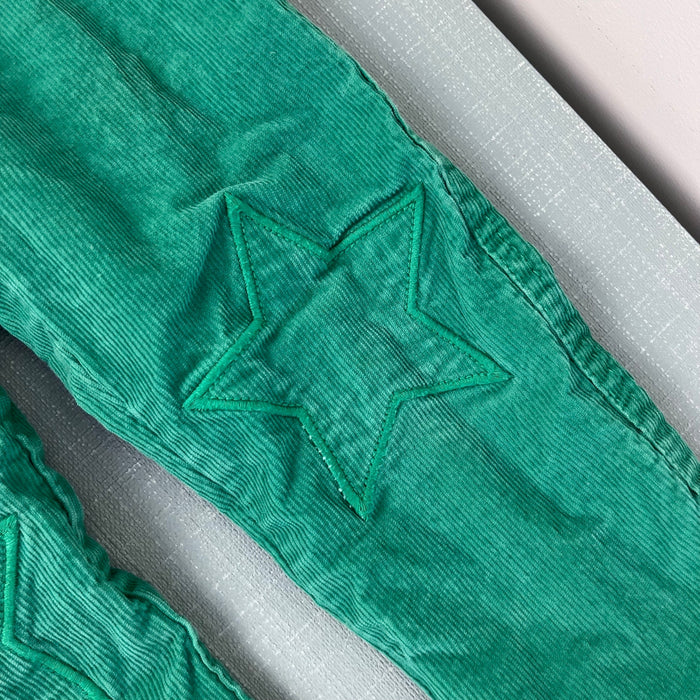 Mini Boden Jersey-Lined Cord Star Applique Pants Green 3-4