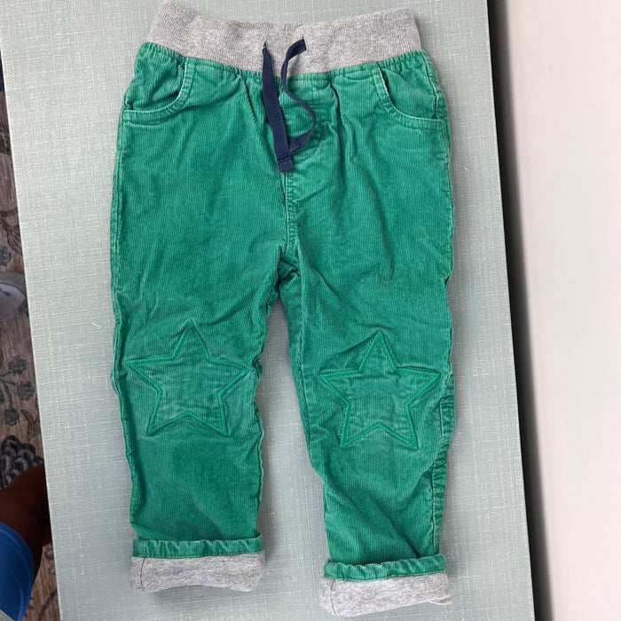 Mini Boden Jersey-Lined Cord Star Applique Pants Green 3-4