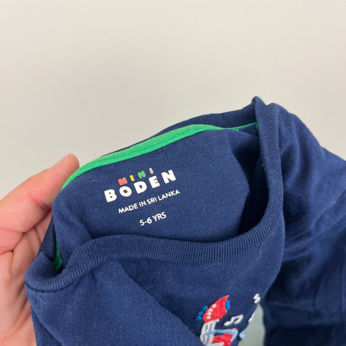 Mini Boden Long Sleeve Applique T-Shirt Navy Instruments 5-6