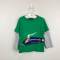 Mini Boden Long Sleeve Applique Train T-Shirt 3-4