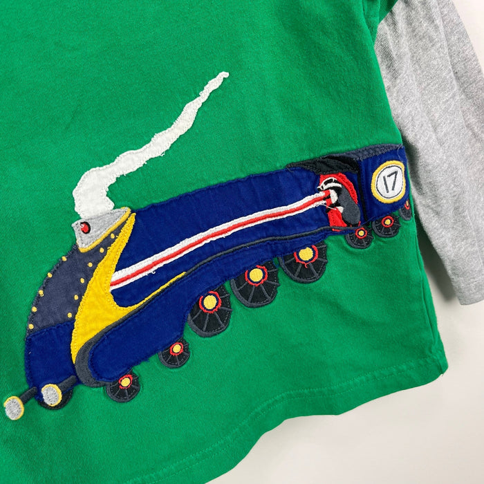Mini Boden Long Sleeve Applique Train T-Shirt 3-4