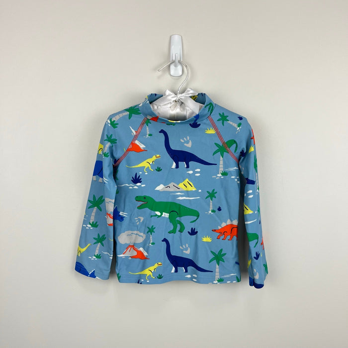 Mini Boden Long Sleeve Blue Dinosaur Rash Guard Swim Top 2-3