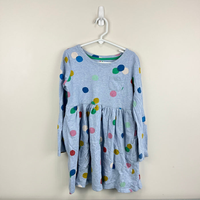 Mini Boden Long Sleeve Polka Dot Jersey Dress 7-8
