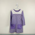 Mini Boden Long Sleeve Purple Striped Polka Dot Dress 6-7