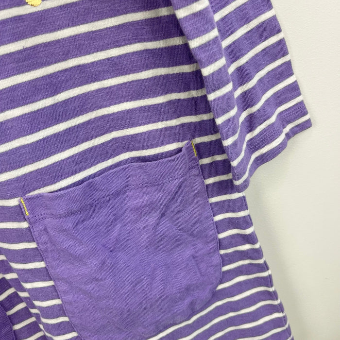 Mini Boden Long Sleeve Purple Striped Polka Dot Dress 6-7