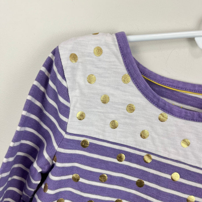 Mini Boden Long Sleeve Purple Striped Polka Dot Dress 6-7