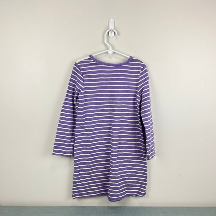 Mini Boden Long Sleeve Purple Striped Polka Dot Dress 6-7