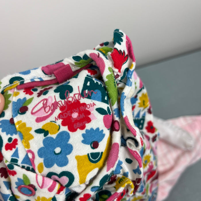 Mini Boden Long Sleeve Ruffle Blouse Top Floral Toy Print 3-6 Months