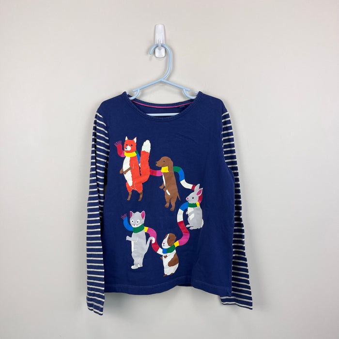 Mini Boden Long Sleeve Scarf Animals Graphic T-Shirt 9-10