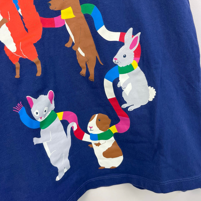 Mini Boden Long Sleeve Scarf Animals Graphic T-Shirt 9-10