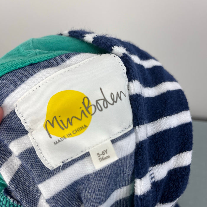 Mini Boden Navy & White Stripe Towelling Throw-On 5-6