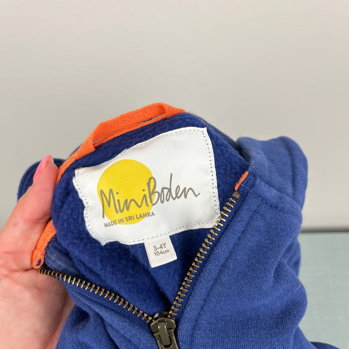 Mini Boden Novelty Hoodie Starboard Blue Wolf 3-4