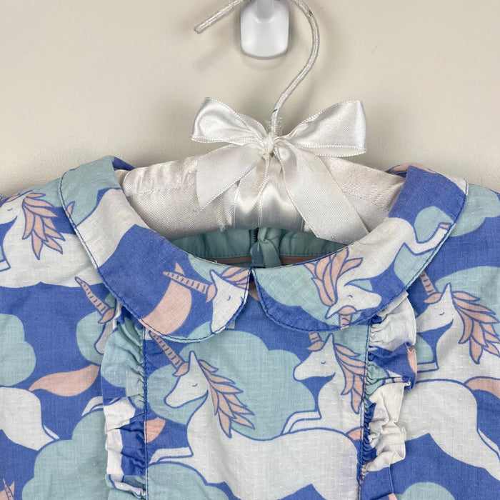 Mini Boden Peter Pan Collar Ruffle Unicorn Dress 3-4