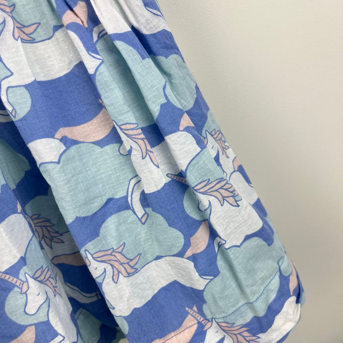 Mini Boden Peter Pan Collar Ruffle Unicorn Dress 3-4
