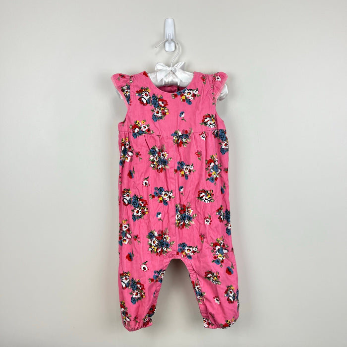 Mini Boden Pink Floral Corduroy Jumpsuit Overalls 12-18 Months