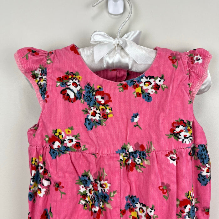 Mini Boden Pink Floral Corduroy Jumpsuit Overalls 12-18 Months