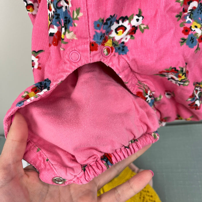 Mini Boden Pink Floral Corduroy Jumpsuit Overalls 12-18 Months