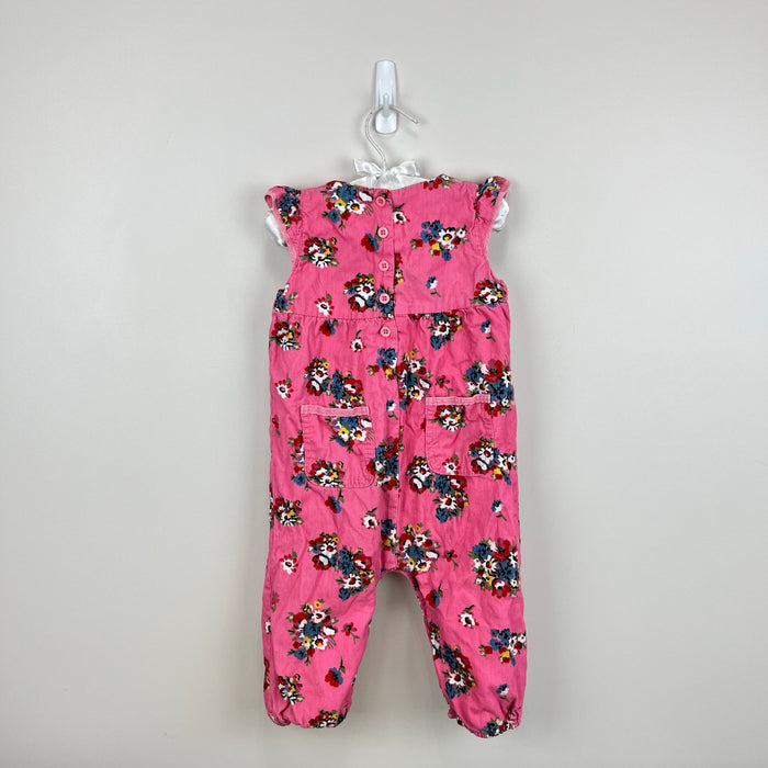 Mini Boden Pink Floral Corduroy Jumpsuit Overalls 12-18 Months
