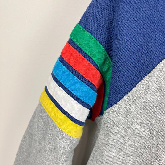 Mini Boden Rainbow Stripe Hoodie Grey Marl 11-12