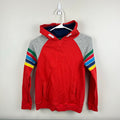 Mini Boden Rainbow Stripe Hoodie Red 9-10