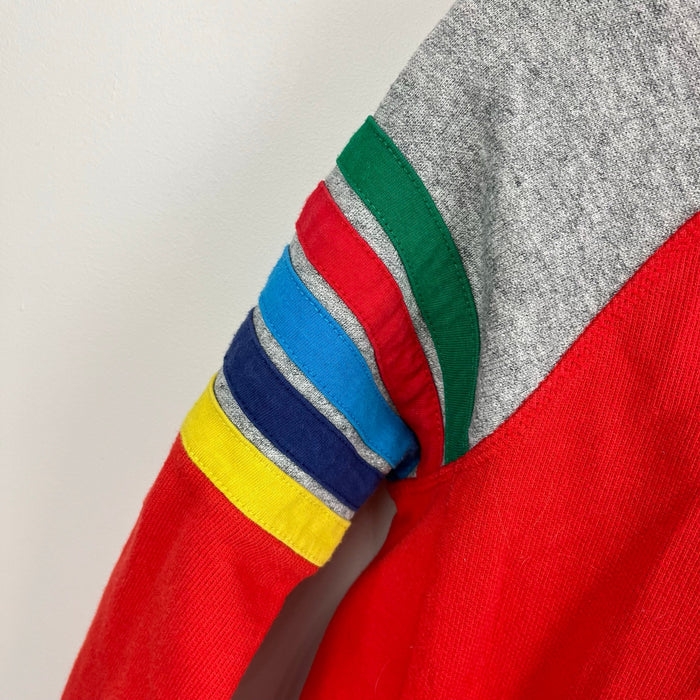 Mini Boden Rainbow Stripe Hoodie Red 9-10