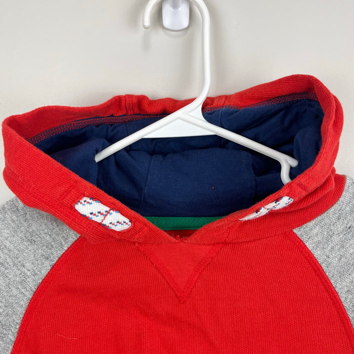 Mini Boden Rainbow Stripe Hoodie Red 9-10
