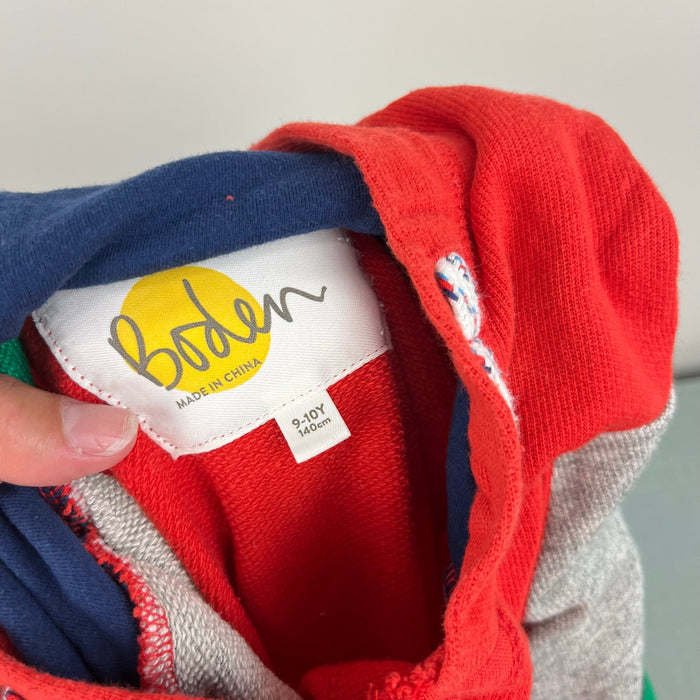 Mini Boden Rainbow Stripe Hoodie Red 9-10
