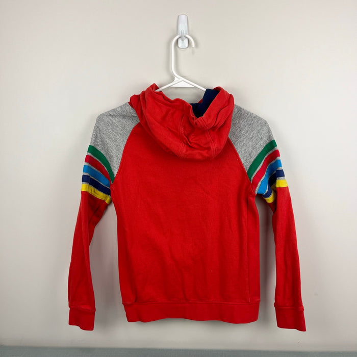 Mini Boden Rainbow Stripe Hoodie Red 9-10