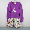 Mini Boden Sequin Flip Royal Unicorn Sweatshirt Dress 7-8