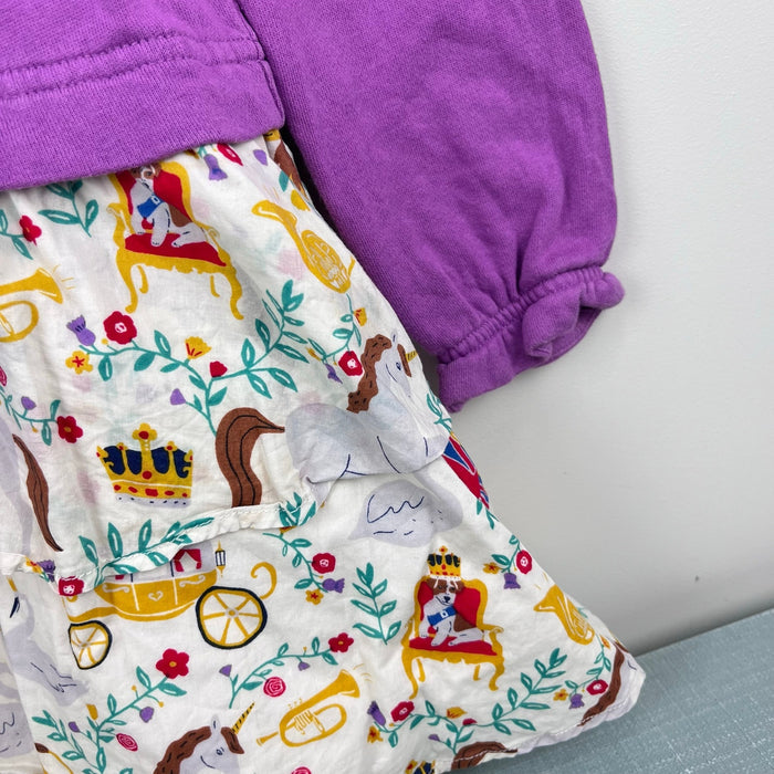 Mini Boden Sequin Flip Royal Unicorn Sweatshirt Dress 7-8