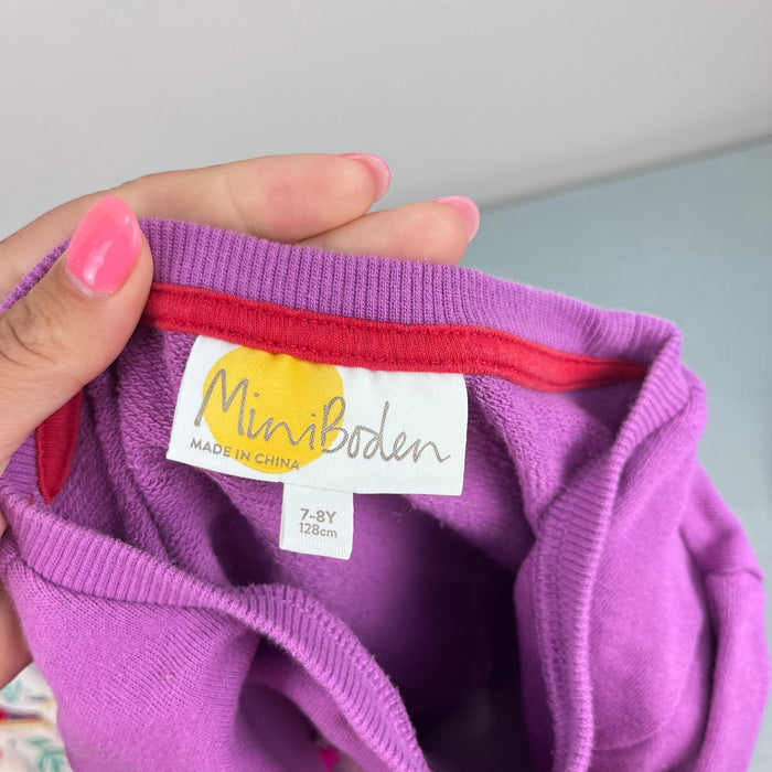 Mini Boden Sequin Flip Royal Unicorn Sweatshirt Dress 7-8