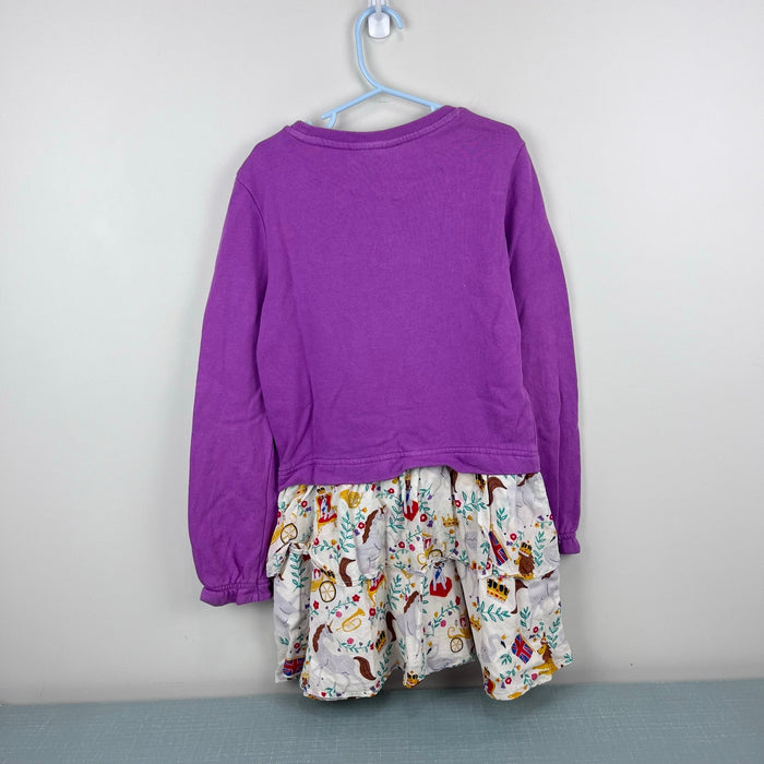 Mini Boden Sequin Flip Royal Unicorn Sweatshirt Dress 7-8